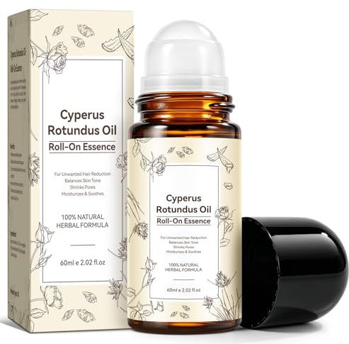 Cyperus Rotundus Oil Roll-on Essence, Cypress Rotundus Oil for Hair Removal, Natural Inhibitor to Reduce Unwanted Hair Growth, Soothes Skin & Minimizes Pores, 2.02 Fl Oz