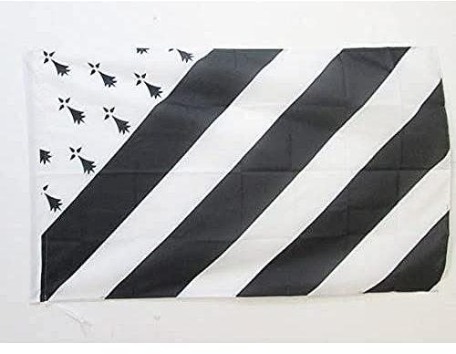 AZ FLAG - Drapeau Bretagne Big Gwenn Ha Du - 150x90 cm - Drapeau Breton 100% Polyester Avec Fourreau et cordelette - Pavillon 110 g