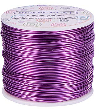 BENECREAT Aluminiumtråd, 12, 17, 18 Gauge, anodiserad, för smycken, hantverk, pärlor, blombindning, färgad hantverkstråd i aluminium (18 Gauge, 150 m, lila)