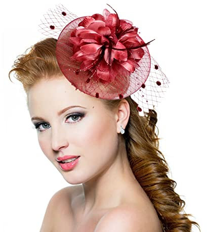 Chapeau Bibis Mariage Femme Coiffure Bride Fascinator Épingle à Cheveux Nuptiale élégantes Voilette en Maille Bandeau pour Cocktail Derby Mariage Cérémonie Églises Photographe Fête Soirée Déguisement