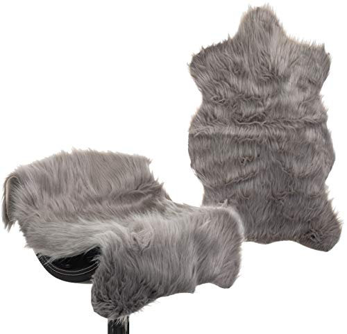 Brandsseller Kunstfell Fellteppich Läufer Sesselüberwurf Schaffell-Optik - Kunstfellteppiche - ca. 60 x 90 cm - Grau