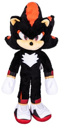 Sonic 3 Movie - Peluche di Shadow Deluxe 33 cm, realizzato in materiale super Morbido con Occhi Realistici in Acrilico, Peluche morbidissimo ispirato al film Sonic 3