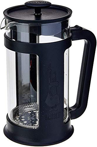 Bialetti Coffee, Pressofiltro French Press per caffè o tè, Contenitore in Vetro Borosilicato, Lavabile in lavastoviglie, 1 litro-34 Oz (8 Tazze), Nero, Smart Black