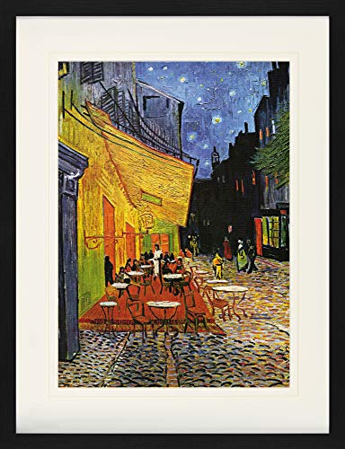1art1 Vincent Van Gogh Poster Terrasse des Cafés An Der Place Du Forum In Arles Am Abend, 1888 Gerahmtes Bild Mit Edlem Passepartout | Wand-Bilder | Im Bilderrahmen 80x60 cm