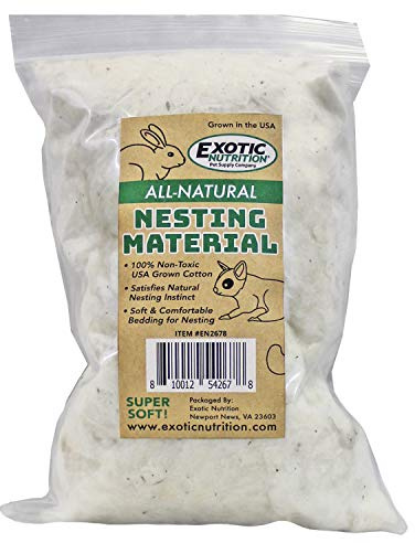 Exotic Nutrition All-Natural Nesting Material (4 oz.) - 100% Cotton Eco-Friendly Animal Bedding - for Sugar Gliders, Squirrels, Hamsters, Rabbits, Wild Birds & Wildlife