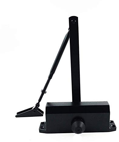 Marie Heavy Duty Door Closer Internal Size 3 Automatic Spring Hydraulic Adjustable Arm Operated with Hold-Opening Function for Commercial & Home, Use for 40-65 KG Door Aluminum Black