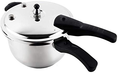 Super Quality Stainless Steel 304 Pressure Cooker, Six Over Pressure Safety Systems, Silver Color, One Extra Rubber Gasket, Gift Box, Mirror Polish, Three Layer Compound Bottom (11.2 QT))
