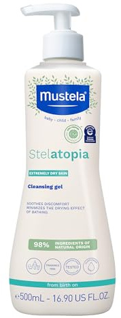 Mustela Stelatopia Cleansing Gel - Baby Face & Body Wash för eksema-Prone Skin - med naturlig avocado och solros - Fragrance-fri och tårfri - 40 ml