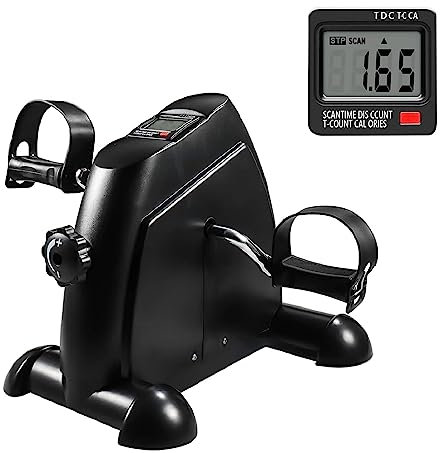 Holdfiturn Mini Pedal Exercise Bike, Pedal Exerciser, Under Desk Bike, Mini Stepper with LCD Screen Display, Adjustable Resistance Cycle Bike, Portable Home Gym Fitness Equipment for Arm or Leg