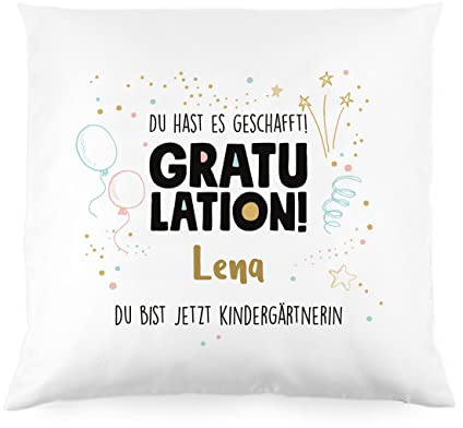 Herz & Heim® Kissen zum Abschluss oder Abi EIN Glückwunsch in Form eines Kuschelkissens mit Namen und Wunschtext Gratuation - Personalisiertes Dekokissen zum Abitur