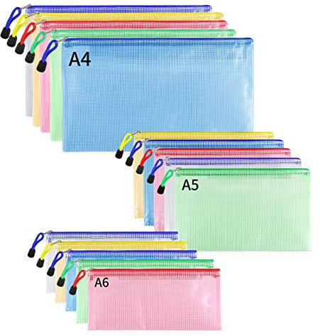 LALAGO Dokumententasche A4+A5+A6,15 Stücke (Je 5) Zip Beutel Tasche,Wassersicht Reißverschlusstaschen Reissverschlussbeutel für Dokumente,Datei, Papier, Kosmetik