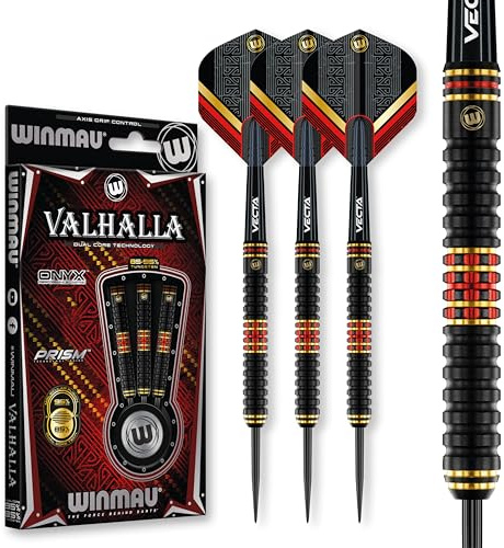 WINMAU Valhalla 24 Gram Professionell Stålspets Volfram Dart Set med dartflygs och stjälkar