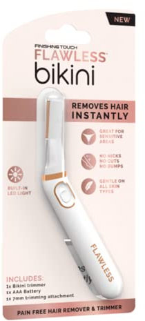Finishing Touch Flawless Bikini Rasoir & Tondeuse - Rasoir Electrique pour Femme Spécial Maillot, Tondeuse Intime à Sec Rapide & Indolore, avec LED intégrée, Pour Tous Types de Peaux