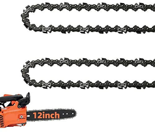 2 Pack Chainsaw Chains 12 Inch Bar Length, 3/8 LP Pitch, .050 Gauge, 45 Drive Links, 12 Replacement Chain Low-Kickback Fit for Craftsman, Greenworks, Poulan, Ryobi (Chain Length 16.73)
