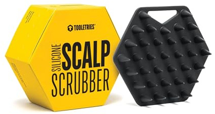 TOOLETRIES Scalp Scrubber - Silicone Exfoliating Hair Scrubber for Men, Bath & Shower Accessories - Durable Scalp Massager that Boosts Circulations & Strengthens Hair - Charcoal