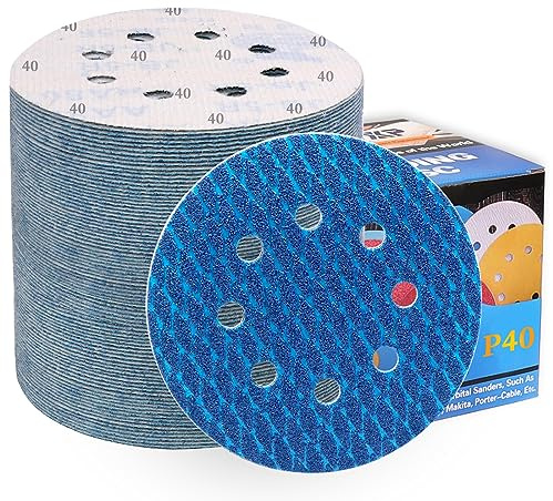 80 Stück Schleifpapier 125mm Klett P40 Körnung Rund 8 Loch Exzenterschleifer Schleifscheiben,Profi Anti-Verstopfungs-Design,für Wand Holz Metall und Lackoberfläche-ALPXUXP