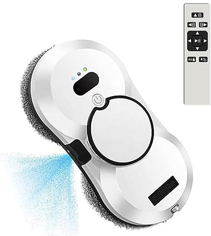 QJJML Robot Nettoyeur De Vitres avec Réservoir De 30ml, Outil De Nettoyage De Vitres pour La Maison, Pulvérisation d'eau Automatique Et Intelligente, Télécommande
