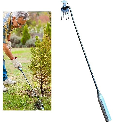 Outil de désherbage de jardin, outils de désherbage pour le jardin, arracheur de racines, outil de désherbage à 4 dents avec manche long, outil de désherbage manuel pour jardin, cour, ferme (A 1pcs)