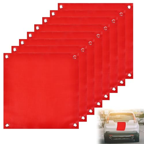 8 bandiere rosse di avvertimento, resistenti alle intemperie, bandiera rossa, per carichi sporgenti, 30 x 30 cm