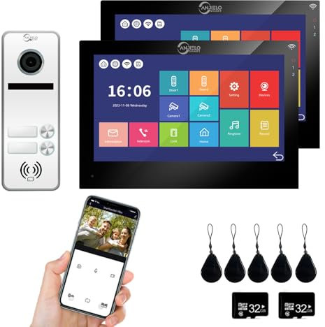 TUYA Système d'interphone vidéo filaire à 2 familles, moniteur tactile de 7 pouces, kit de téléphone vidéo sans fil WiFi, prend en charge la surveillance, le déverrouillage, interphone double voie