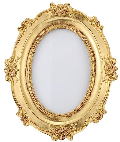 GRIRIW 1piezas Marco De Ovalado Vintage De Relieve Dorado Decoración Elegante Para y