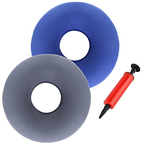 ZTMAKYLH Coussin Assise Gonflable en Anneau, 2 Pièces Hémorroïdes Coussin, Gonflable Siège Anneau Hémorroïdes, Beignet de Coussin de Siège, pour Atténuer la Pression Corporelle (36 CM)