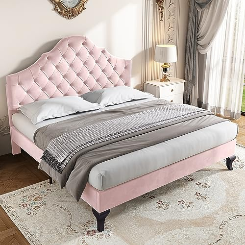 Zravenna Polsterbett 140x200 mit Bettkasten Rosa, Lattenrost Holz und Verstellbares Polster kopfteil, Holzlattenunterstützung,Schlafzimmer Bett für Erwachsene & Jugendliche