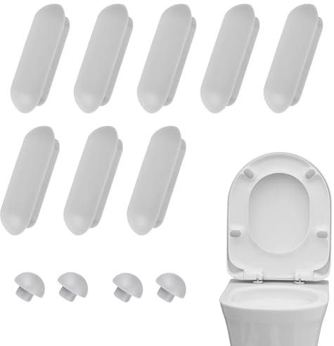 KSJEHW 8 Pcs Patin Abattant WC en Plastique avec 4 Ecarteurs de Couvercle de Toilette Pare-Chocs de Siège de Toilette Robuste Tampon de Siège de Toilette Anti-choc pour Toilette Lunette Couvercle