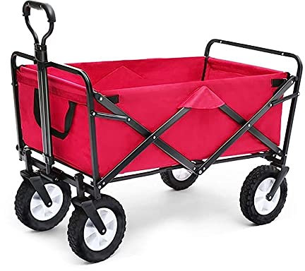 CCYENG Wäschewagen Handwagen, Haushaltsklapp-Gartenwagen, Hochleistungswagen, Multifunktions-Einkaufswagen für Outdoor-Camping, Angeln, Ziehwagen mit 4 Rädern, Tragkr
