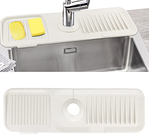 Kitchen Sink Splash Guard, Silicone Faucet Sink Splash Guard | Faucet Drain Mat for Kitchen Bathroom and Counter, Splash Drying Countertop Sink Protectors Absorbent Mat,17.7” x 5.5”