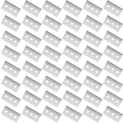 48 Stück Ceranfeldschaber Klingen, Doppelseitige Schaberklingen Kochfeldschaber Ceranfeld Ersatzklingen Kratzer mit Drei Löchern, für Glasschaber und Kochfeld Schaber