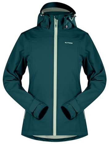 KUTOOK Giacca Softshell Donna Giacca Trekking Donna Invernale in Pile con Cappuccio Removibile Impermeabile Antivento per Pesca Arrampicata Escursionismo all'aperto e Vita Quotidiana