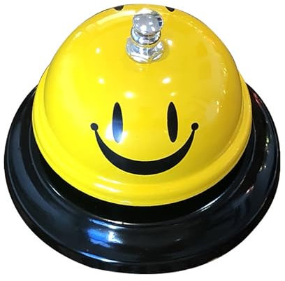 Yellow Counter Bell,Call Service Bells Metal Game Front Reception Bells Kitchen Bar Called Ring Bell Clock Stainless Steel Desk Bellfor Christmas Service Call Hotel Kids Game Restaurant Bar