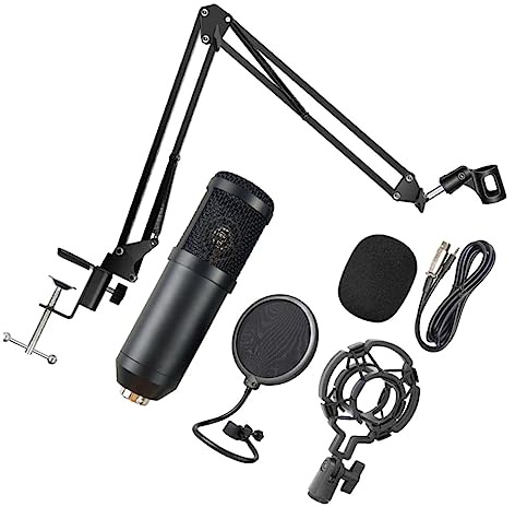 VINTORKY USB Broadcasting Condenser Microphone for Recording and Streaming | Black Aluminium Alloy Build, Volume Adjustment Knob, Pro-grade Performance for Studio Use Random Color