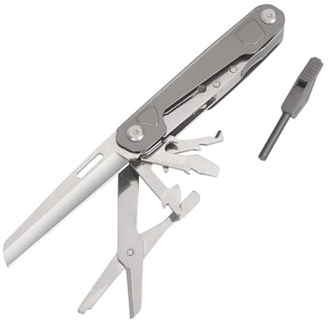 HONZIN Navaja Multiuso para Acampar, Multiherramienta 9 en 1de Acero Inoxidable, con Tijeras, Abrebotellas, Cortador de Cuerdas para Emergencias de Supervivencia al Aire Libre, Senderismo, Caza