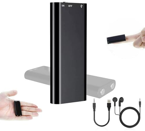 PZCC Mini-Diktiergerät, 16 GB, Sprachaktivierung, ultraklein, mit MP3-Player & USB, ideal für Sprache, Vorträge, Meetings, 1 Stück