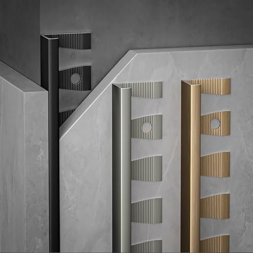 Raouoae Fliesenprofil Übergangsprofil 90 cm* 3 Stück Biegbare Abschlussleiste Kantenschutz Aus Eloxiertem Aluminium Für Fugenlose Wand Und Bodenbeläge Abschlussprofil(Gold,High:8.5mm)