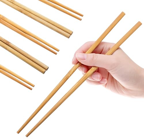 Juego de 5 pares de palillos para sushi de bambú natural, reutilizables, ecológicos, sin pintura, diseño tradicional japonés – Cubiertos asiáticos para sushi y cocina oriental – Art. 74192