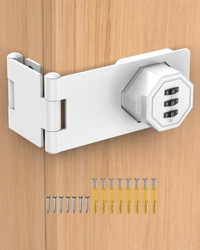 MeBantoo Loquet de porte d'armoire à combinaison à 90 degrés, en alliage de zinc avec mot de passe, loquet pliable sans clé pour armoire de bureau, tiroirs, armoires, petites portes, casier (1, blanc)