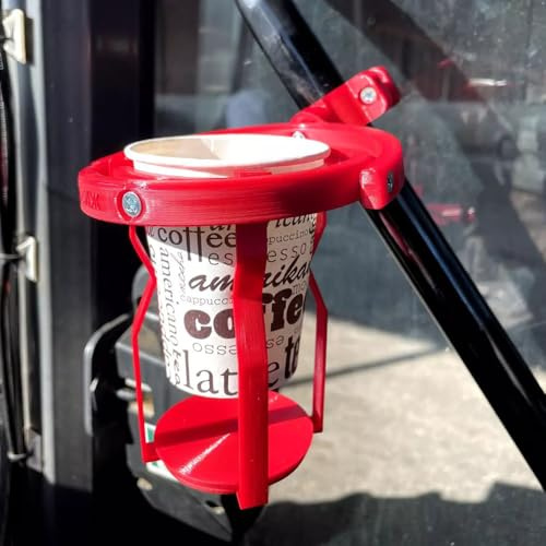 Gyroscopic Cup Holder, Gyroscopic Anti-Spill Cup Holder for Trucks, Tractors, Boats, Bikes & Scooters - Adjustable 60° Mounting, Universal Fit Coffee Cups & Cans, Durable 3D Printed Material (Red)