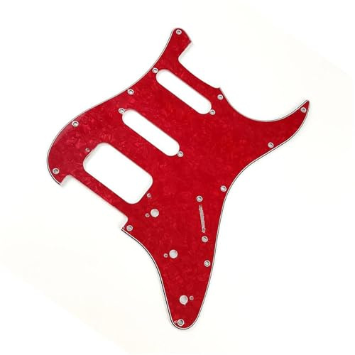 HSS-Gitarren-Kratzschutz 11-Loch-Schlagbrett für E-Gitarre SSH und Schrauben für ST-Gitarrenzubehör Perlglanzrot Pickguard Backplate Set