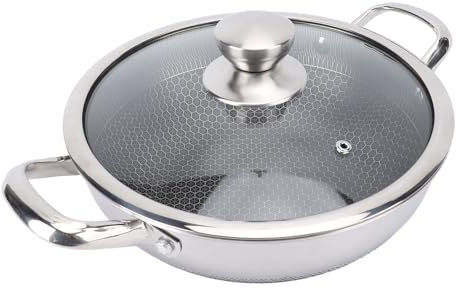 Jiawu Antihaftbeschichtete Edelstahlpfanne, Induktionspfanne mit Wabenstruktur, Antihaft-Pfanne für alle Herdarten, Kaltgriff, spülmaschinen- und ofenfest, ungiftig (26CM)