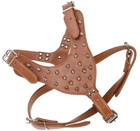 Toddmomy Imbracatura Punte in Metallo Per Cani Realizzata in Morbido Pu e Materiali Metallici Robusti Adatta Per Piccole e Grandi Per Passeggiate Addestramento e Viaggi Accessori Per Animal