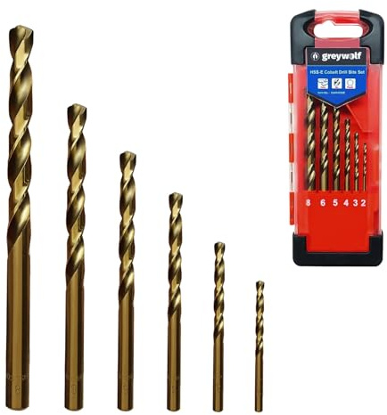 Greywolf Cobalt Drill Bit Set, M35 HSS Metal Drill Bit Set, 135° for Hardened Metal, Stainless Steel, Cast Iron, Wood and Plastic, with Indexed Storage Box (Ø2/3/4/5/6/8 mm) 6 pcs