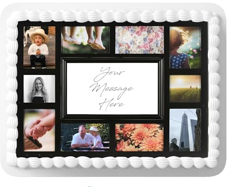 PERSONALISED Collage Picture Frame Style Edible Decor Icing Sheet Cake Decoration Topper