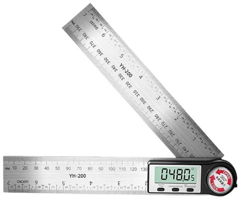 Goniometro digitale in acciaio inox da 200 mm, con display LCD ad alta precisione, per ingegneri e falegnami
