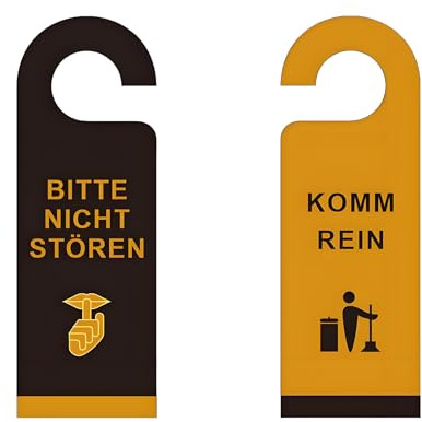 4 Stk Bitte Nicht Stören Schild, PVC Komm Rein Türschild, Kinderzimmer/Büro Türschilder, Beidseitig Bedruckt Türanhänger für Bürotüre, Zimmertüre, Hotel, Kinderzimmer Deko (Orange 1)
