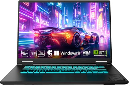 GIGABYTE Laptop da gioco A16 165Hz 1920 x 1200 WUXGA NVIDIA GeForce RTX 5060 AMD Ryzen 7 260-1 TB SSD con 16 GB DDR5 RAM, Windows 11 Home AD Gaming A16 3VHK3US894SH
