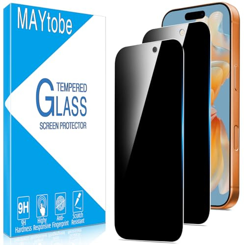 MAYtobe Privacy Screen Protector for iPhone 17 Pro Max Tempered Glass | 2 Pack, Anti Spy, Case Friendly, Anti-Scratch, Ultra Resistant, Touch Sensitive, No Bubbles