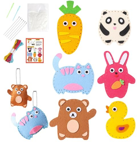 Nähkit für Kinder - Bildungsset, kreatives Handwerk | Spieleinleitung zum Nähen von Stoffpuppen und lerne grundlegende Startstücken Kunst Textilaktivität Kindheit Aktivität
